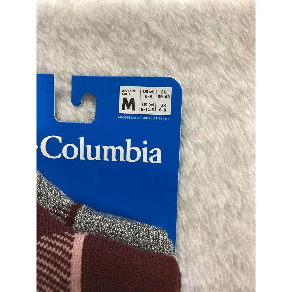 Columbia 2 Pack Ski Over-The-Calf Socks Red Grey Medium Thermolite EcoMade NEW